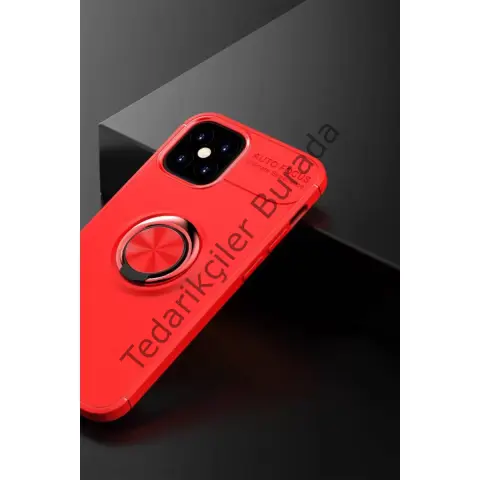 Apple İphone 12 Mini Kılıf Range Yüzüklü Silikon - Kırmızı