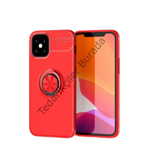 Apple İphone 12 Mini Kılıf Range Yüzüklü Silikon - Kırmızı