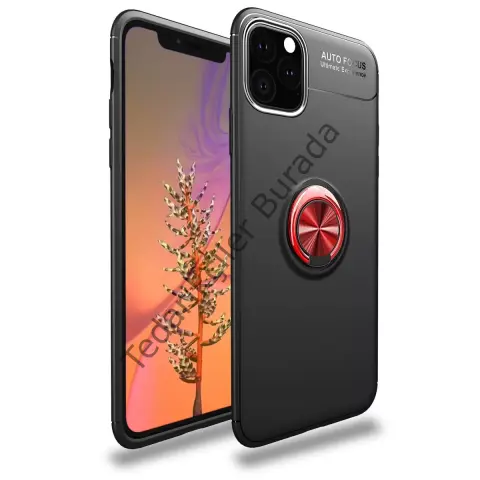 Apple İphone 11 Pro Max Kılıf Range Yüzüklü Silikon - Siyah-kırmızı