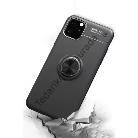 Apple İphone 11 Pro Max Kılıf Range Yüzüklü Silikon - Kırmızı