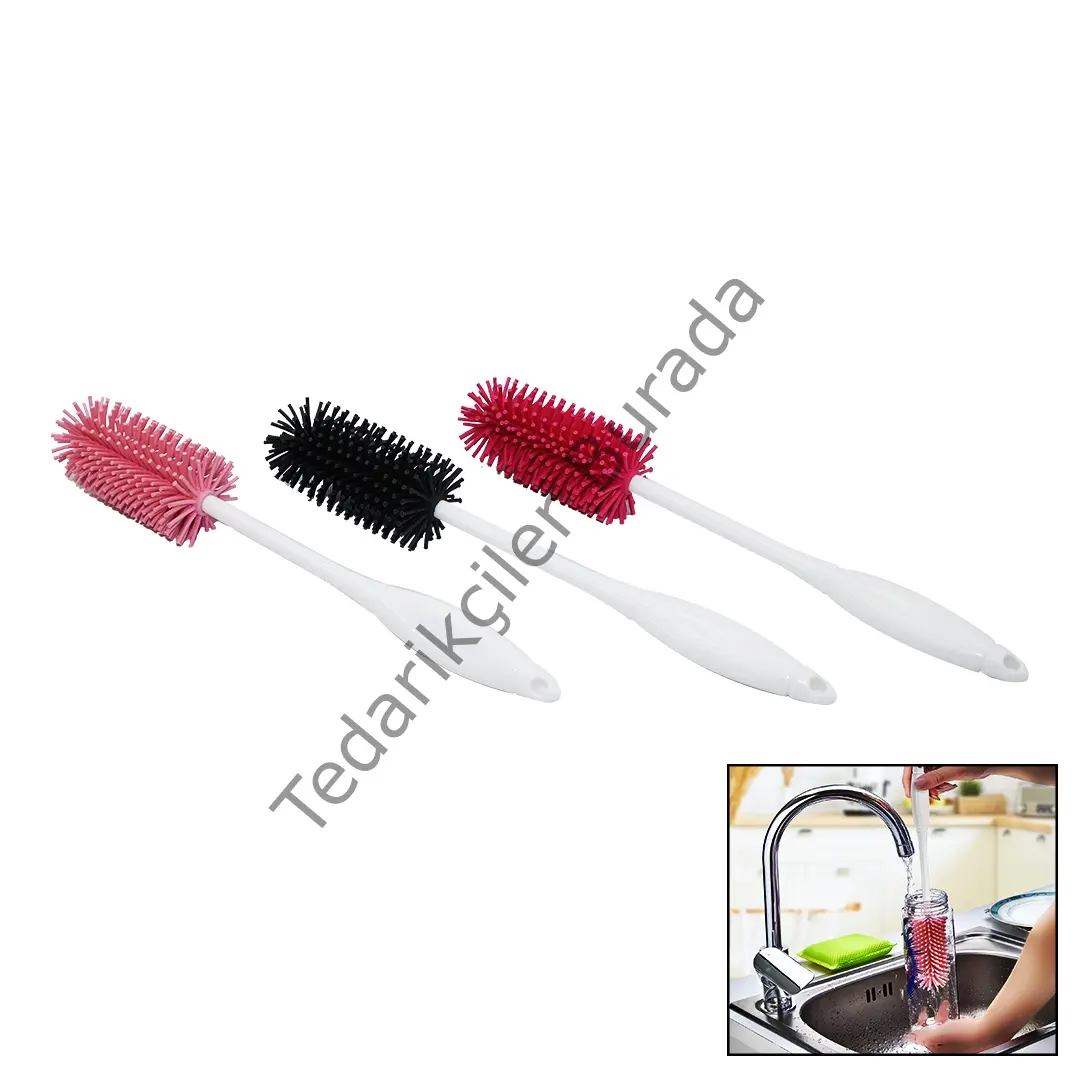 Şişe - Biberon Temizleme Fırçası Silikon Termos - Sürahi - Kavanoz - Kettle - Matara Bx40