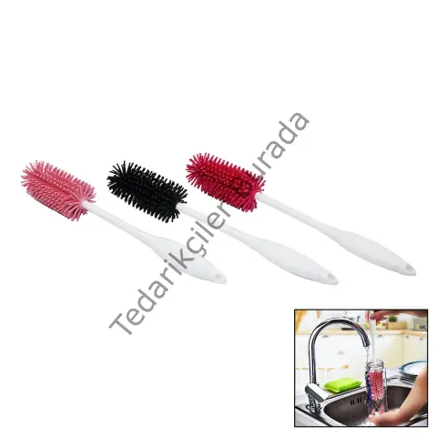 Şişe - Biberon Temizleme Fırçası Silikon Termos - Sürahi - Kavanoz - Kettle - Matara Bx40