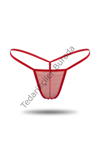 Kırmızı Transparan Tül String Tanga Tm1115