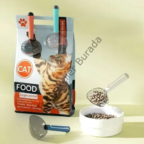 Klipsli Ölçekli Kedi Köpek Mama Küreği