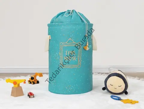 Baby Kullanımı Kolay Desenli Taşınabilir Torbalı Yuvarlak Sepet(yeşil) 04270