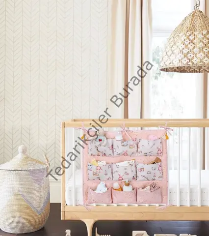Baby 9 Cepli Bağlamalı Beşik Kenarı Düzenleyici (pembe)