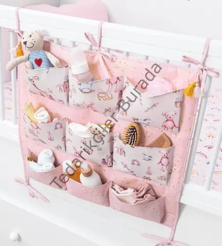 Baby 9 Cepli Bağlamalı Beşik Kenarı Düzenleyici (pembe)