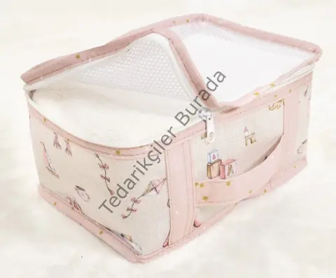 Baby 6`lı Desenli Fileli Bavul Valiz İçi Düzenleyici Çok Amaçlı Organizer (pembe)