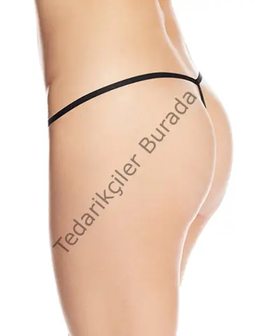 Siyah Transparan Tül String Tanga Tm1114