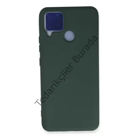 Realme C15 Kılıf Nano İçi Kadife Silikon - Koyu Yeşil