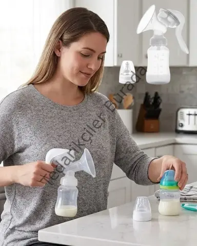 BPA İçermez Manuel Anne Sütü Pompası Biberon Başlıklı Ergonomik