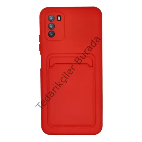 Xiaomi Pocophone M3 Kılıf Kelvin Kartvizitli Silikon - Kırmızı