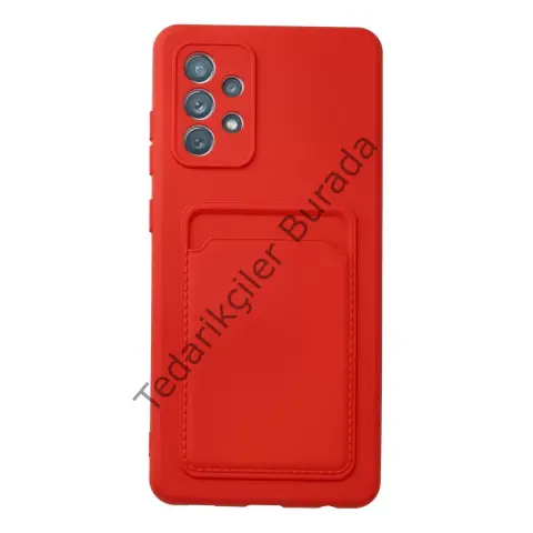 Samsung Galaxy A32 Kılıf Kelvin Kartvizitli Silikon - Kırmızı