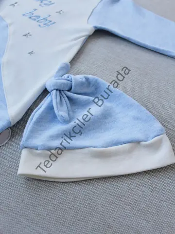 0-3 3-6 Ay Lucky Baby Nakışlı Es Çizgi Boy Şapkalı Erkek Bebek Tulumu