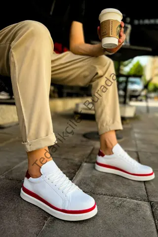 MN979 - Santoni GBT Spor Erkek Ayakkabı BEYAZ/KIRMIZI