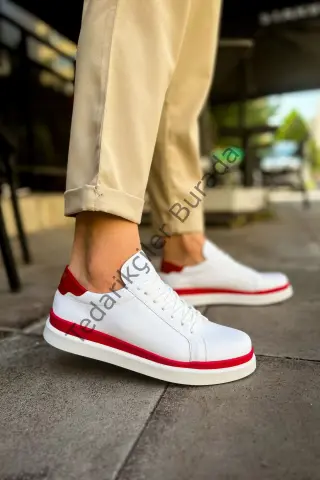 MN979 - Santoni GBT Spor Erkek Ayakkabı BEYAZ/KIRMIZI