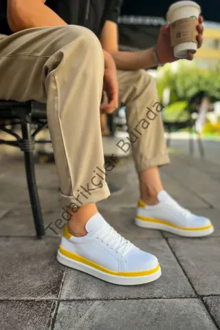 MN979 - Santoni GBT Spor Erkek Ayakkabı BEYAZ/SARI