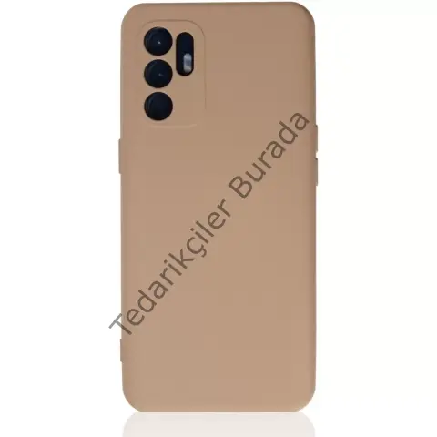Oppo Reno 6 Kılıf Nano İçi Kadife Silikon - Pudra