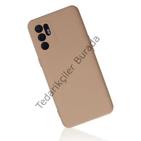 Oppo Reno 6 Kılıf Nano İçi Kadife Silikon - Pudra