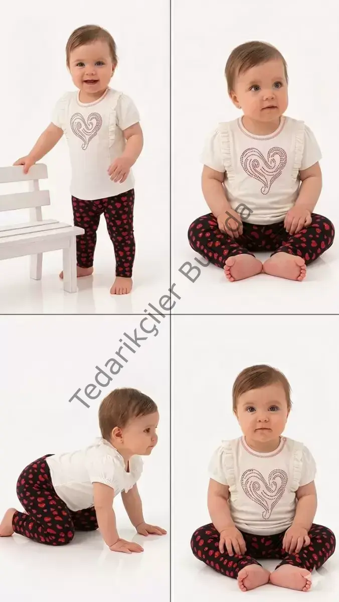 3/12 Ay Çiçek Taytlı Pamuk Bebek Takımı