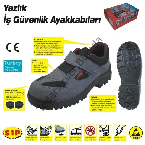 414 YAZLIK S1 44 No Çelik Burunlu Ayakkabı
