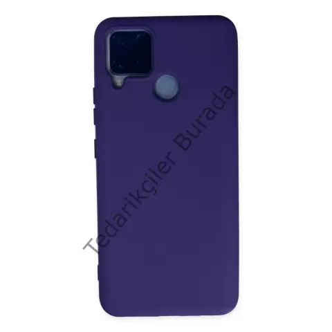 Realme C15 Kılıf Nano İçi Kadife Silikon - Mor