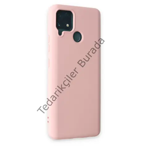 Realme C15 Kılıf Nano İçi Kadife Silikon - Pudra