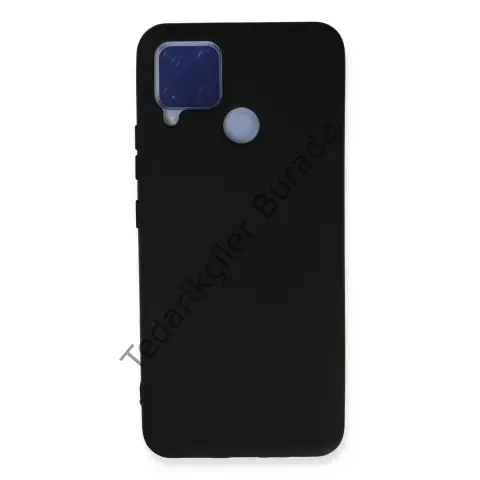 Realme C15 Kılıf Nano İçi Kadife Silikon - Siyah
