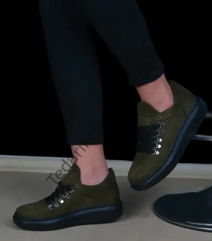KADIN SPOR CASUAL SÜET AYAKKABI HAKİ RENK