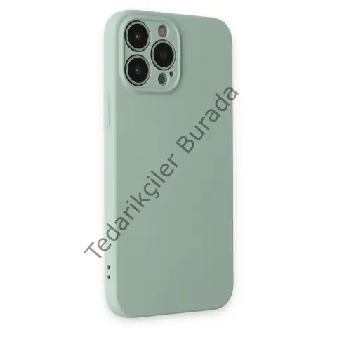 Apple İphone 13 Pro Kılıf Nano İçi Kadife Silikon - Su Yeşili