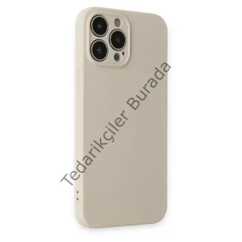 Apple İphone 13 Pro Kılıf Nano İçi Kadife Silikon - Bej