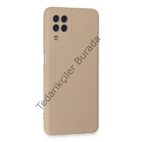 Samsung Galaxy A22 Kılıf Nano İçi Kadife Silikon - Pudra