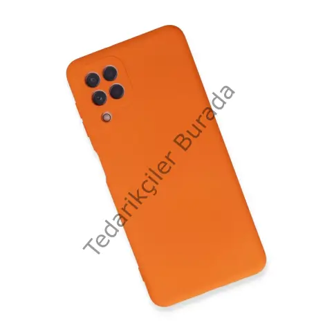 Samsung Galaxy A22 Kılıf Nano İçi Kadife Silikon - Turuncu