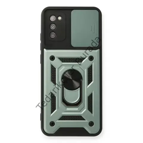 Samsung Galaxy A03s Kılıf Pars Lens Yüzüklü Silikon - Yeşil
