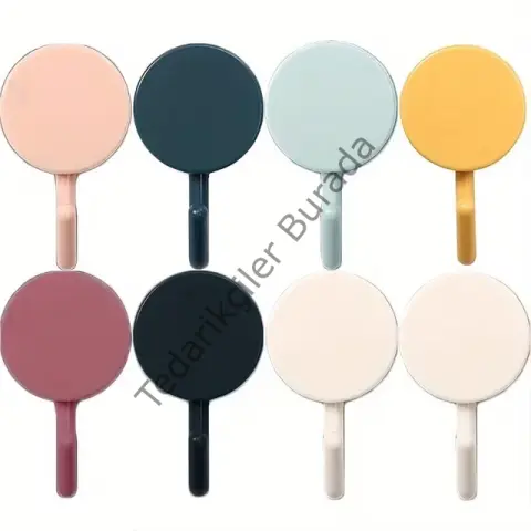Kendinden Yapışkanlı Renkli Duvar Askısı (10lu Set)