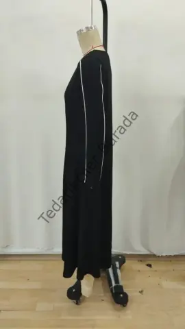 Kadın Uzun Kollu Bisiklet Yaka Midi Modal Elbise