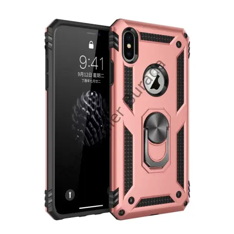 Apple İphone Xs Max Kılıf Sofya Yüzüklü Silikon Kapak - Rose