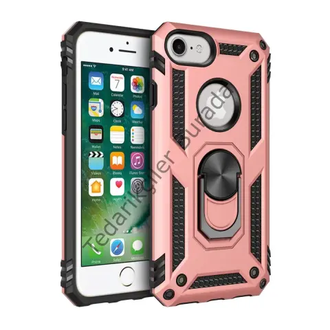 Apple İphone 7 Kılıf Sofya Yüzüklü Silikon Kapak - Rose
