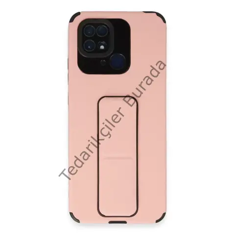 Xiaomi Redmi 10c Kılıf Mega Standlı Silikon - Pudra