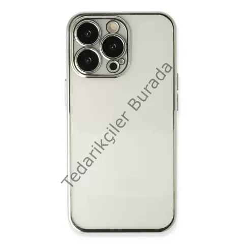 Apple İphone 13 Pro Kılıf Razer Lensli Silikon - Gümüş