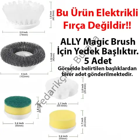 Ally Magic Brush Şarjlı Temizleme Fırçası için 5 Adet Yedek Başlık-(5775)
