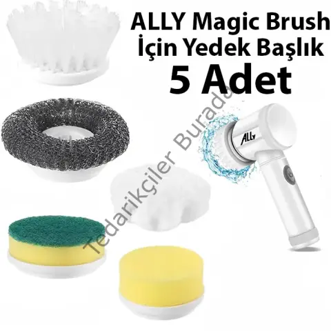 Ally Magic Brush Şarjlı Temizleme Fırçası için 5 Adet Yedek Başlık-(5775)