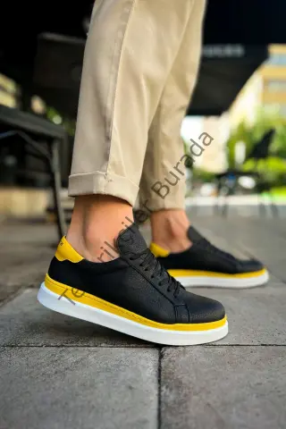 MN979 - Santoni GBT Spor Erkek Ayakkabı SIYAH/SARI