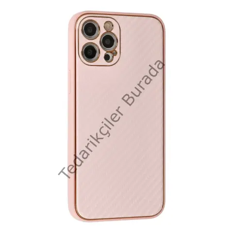 Apple İphone 12 Pro Kılıf Coco Karbon Silikon - Pembe