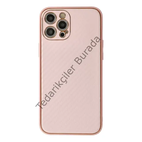 Apple İphone 12 Pro Kılıf Coco Karbon Silikon - Pembe