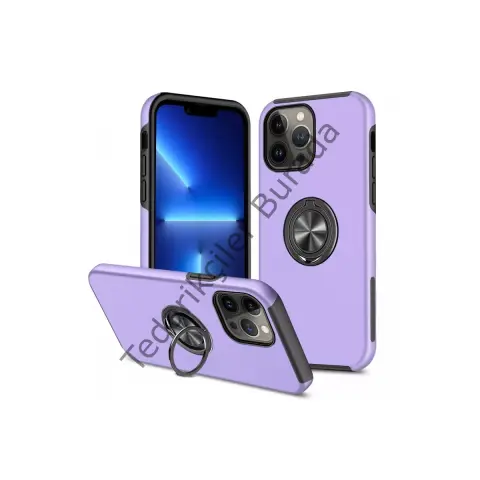 Apple İphone 13 Pro Max Kılıf Elit Yüzüklü Kapak - Mor