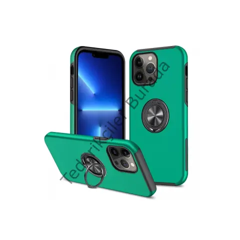 Apple İphone 13 Pro Kılıf Elit Yüzüklü Kapak - Yeşil