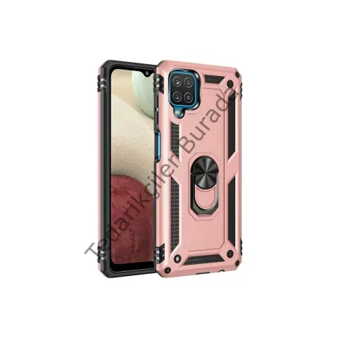 Samsung Galaxy A22 Kılıf Sofya Yüzüklü Silikon Kapak - Rose