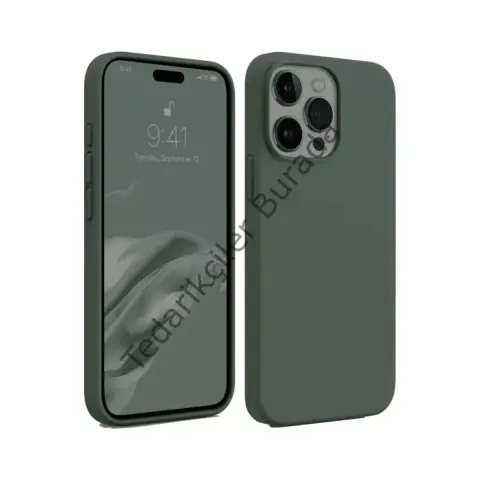 Apple İphone 15 Pro Max Kılıf First Silikon - Koyu Yeşil