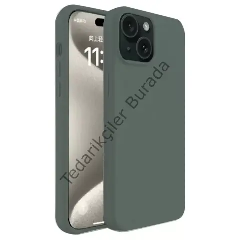 Apple İphone 15 Kılıf First Silikon - Koyu Yeşil